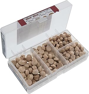 Milescraft 5347 Wood Plug Kit 300 pcs. - Variety Pack - Assorted 3/8" and 1/2" Wood Plugs and Buttons for Covering Screw Holes- Ideal for Woodworking Projects