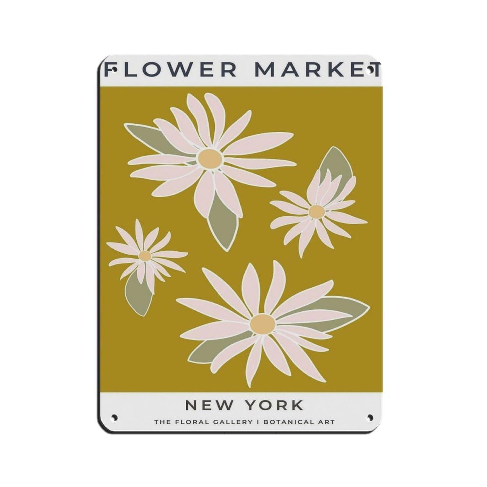 New York Travel Poster, Abstract Flower Poster Tin Sign Vintage Metal Pub Club Cafe Bar Home Wall Art Decoration Poster Retro 12x16inch(30x40cm)