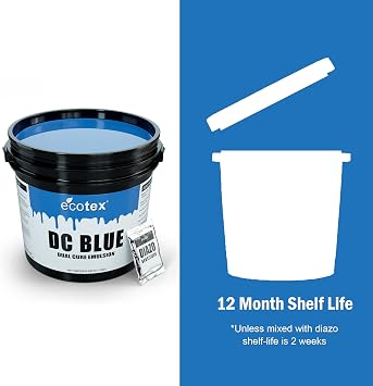 Ecotex DC Blue Screen Printing Emulsion (Pint - 16oz.) Diazo Required Photo Emulsion for Silk Screens and Fabric- for Screen Printing Plastisol Ink and Water Based Ink, Screen Printing Supplies