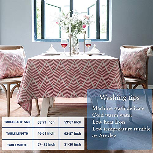Exquisite Fabric Cotton Linen Rectangle Tablecloths, Wrinkle Free Tassel Indoor And Outdoor Table Cloths, Kitchen Dinning Room Table Cover (Green Wave, 53 X 71 Inches) #TOP3