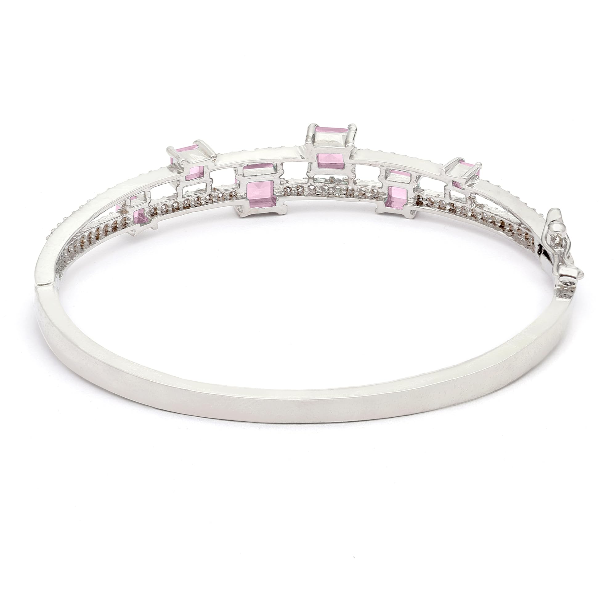 Rhodium-Plated AD Flower Pattern Kada Bracelet For ()