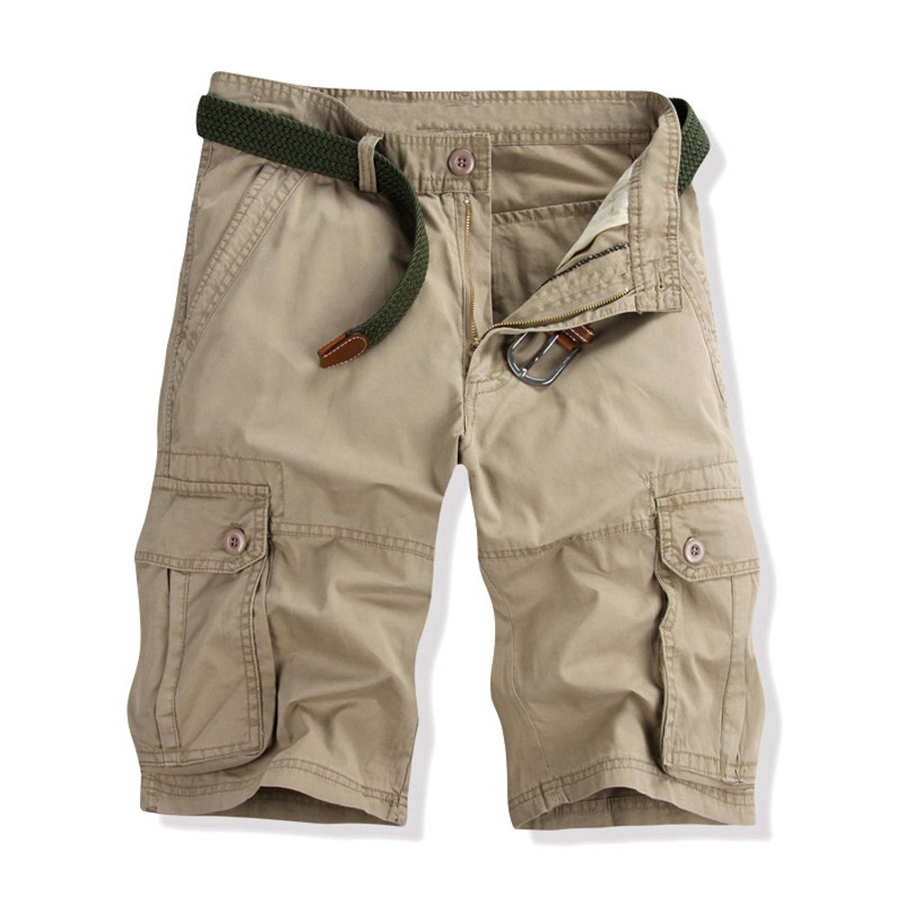 Short à Demi en Coton Style de Loisir Multi-Poches Pantalons Sports Hommes pour Activités de Plein Air