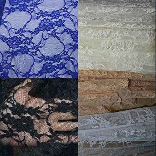New Star Fabrics - Wild Sold Black Stretch Floral Flower Lace Fabric,Ideal For Sewing Garments, Wedding Dresses, Costumes,Tablecloths, Crafts, And Diy 5 Yards With 54 Inches / 56 Inches #TOP4