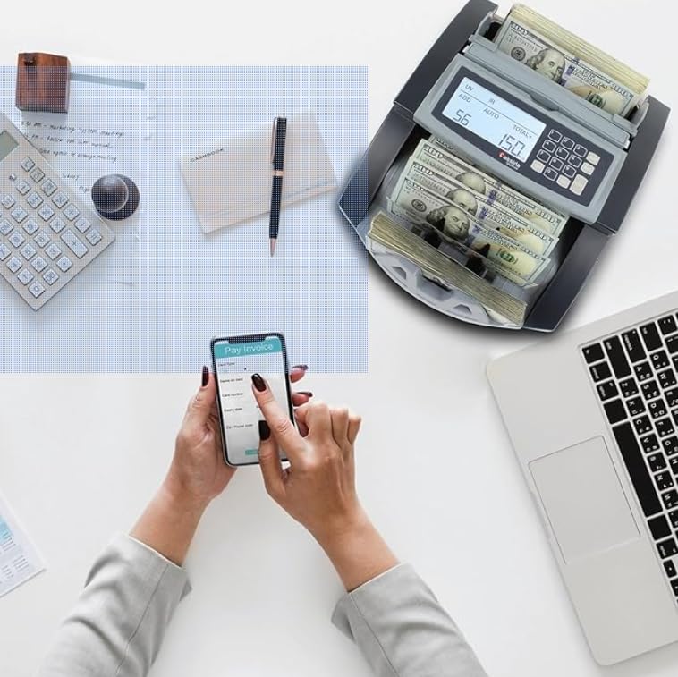 Cassida 5520 UV - USA Money Counter with ValuCount, UV/IR Counterfeit Detection, Add and Batch Modes - Large LCD Display & Fast Counting Speed 1,300 Notes/Minute