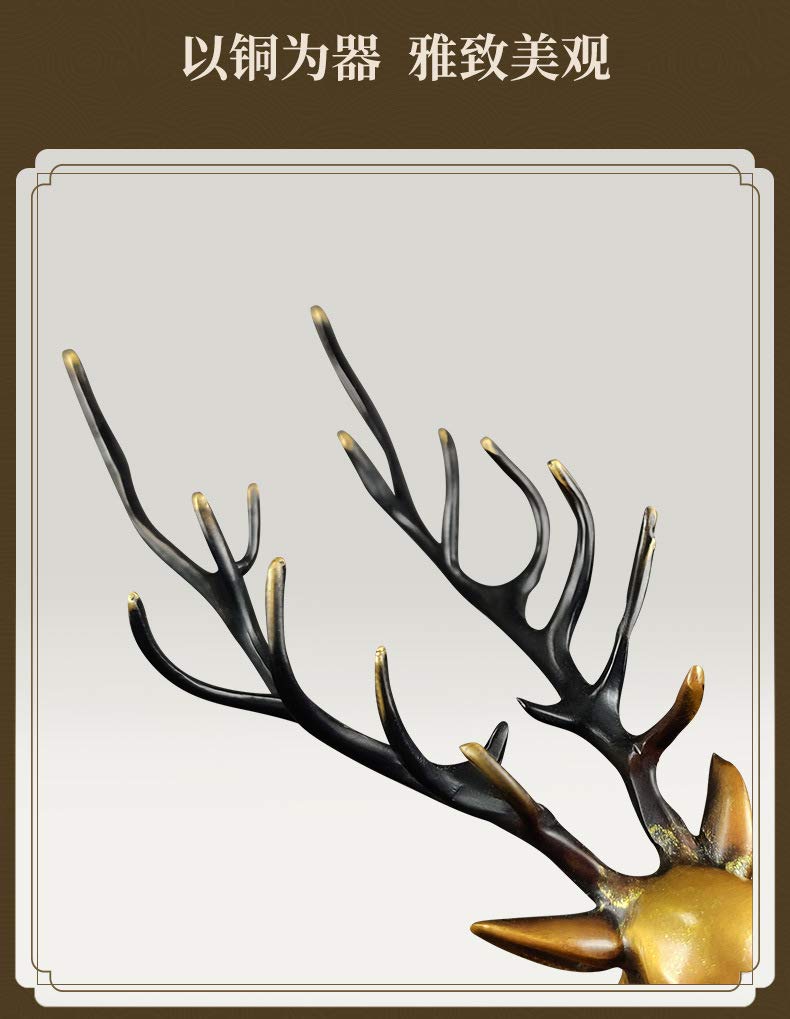 Amazon.co.jp: ブロンズとゴールドの年銅の鹿の装飾Fulu工芸品新しい