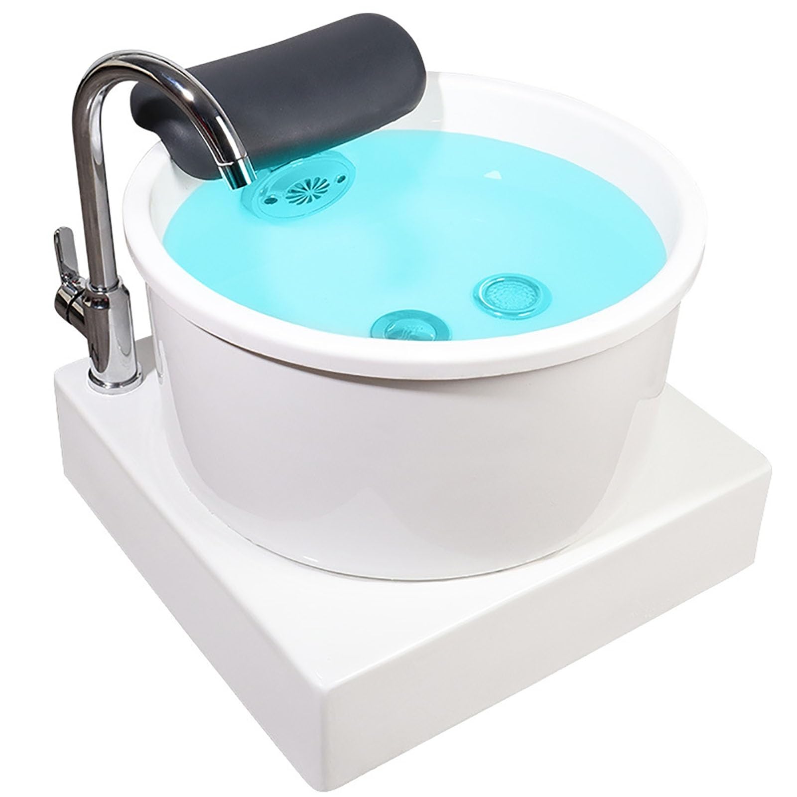 Okrągła wanna do stóp Ogrzewana Spa do stóp Kolorowa lampa Wanienka do stóp Salon Sprzęt do masażu Głęboka kąpiel stóp Spa z masażem Miska do pedicure Akrylowa umywalka