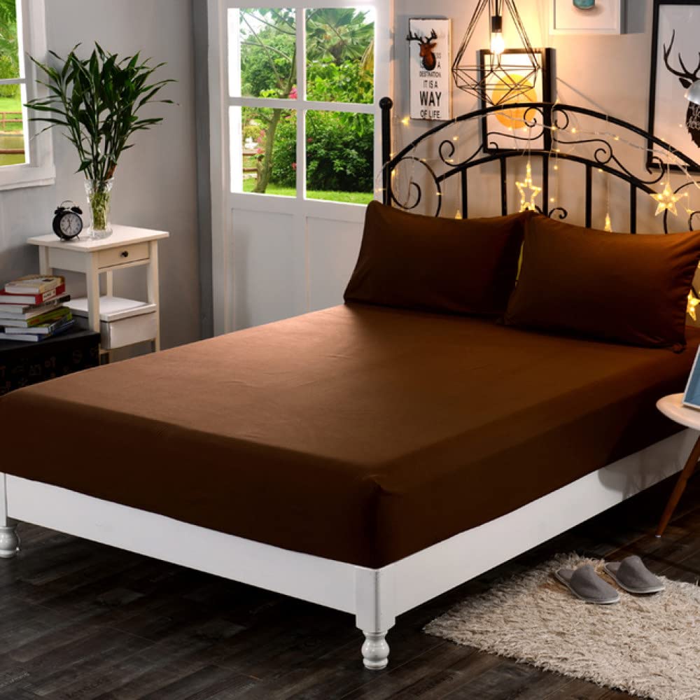 Drap-Housse 150x200 Kafei en polyester solide avec bonnet de 26 cm élastique