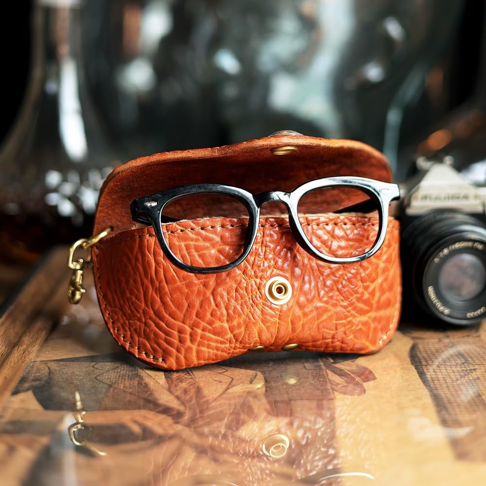 Retro modne skórzane etui na okulary dla mężczyzn i kobiet, wysokiej klasy ręcznie robione etui na okulary przeciwsłoneczne, przenośne skórzane etui na okulary (Grey : A, Size : S)