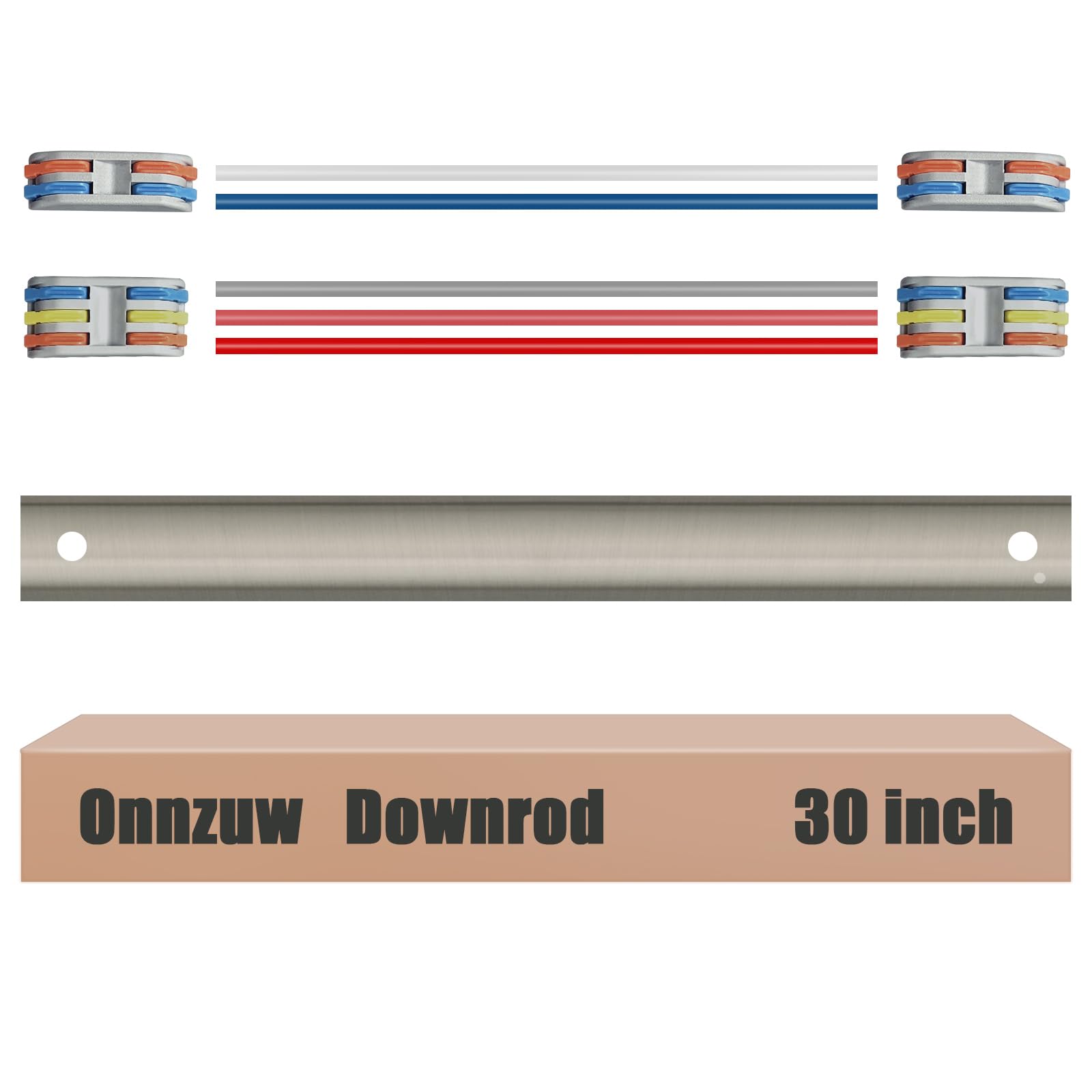 30 inch ceiling fan downrod with 5 extension wires and 4 wiring clips, brushed nickel ceiling fan extension downrod 1 inch outer diameter suitable for various ceiling fans (non threaded)