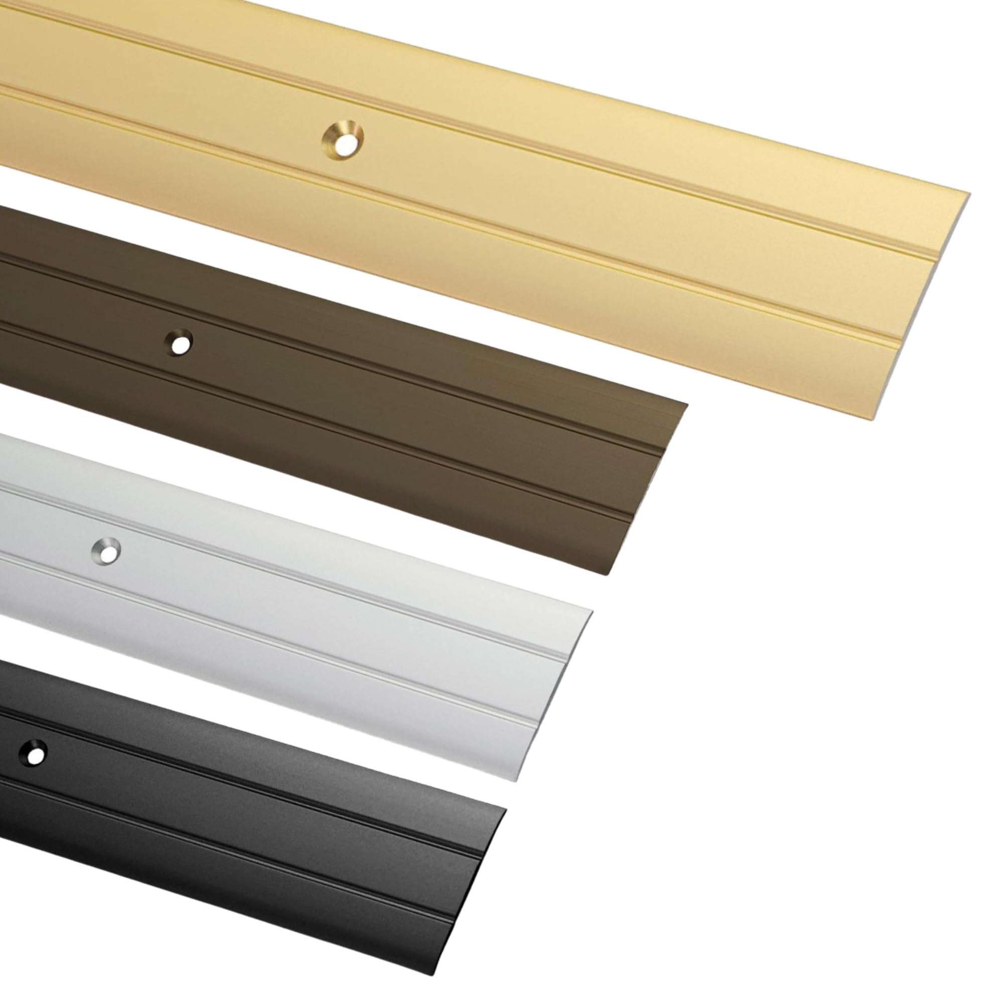 Gedotec Screw-on Transition Profile alu Brass 100 cm - Length 1 m Width 37 mm - Perforated Aluminium Transition Rail - Door Threshold Strip - Made in Germany — image 1