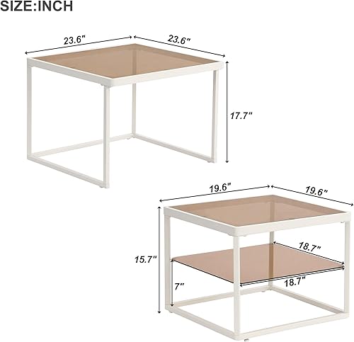Miniatura 151 de Mesa de centro moderna con 2 cajones de almacenamiento y estantes de exhibición, mesa de cóctel rectangular con luces LED de 16 colores, ideal para