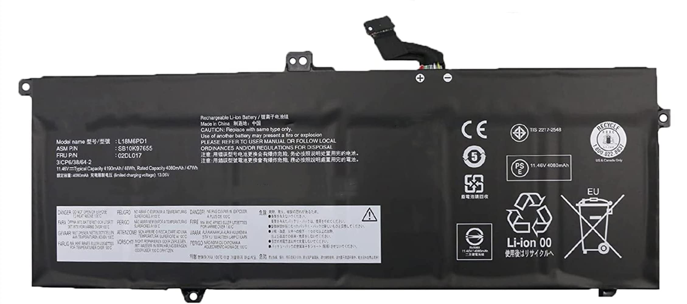 AKKEE 48Wh 02DL017 L18M6PD1 SB10K97655 Laptop Batteria per ThinkPad X395 X390 X13 1st Gen 2020 Series 02DL018 L18M6PD2 SB10K97656 02DL019 L18C6PD1 SB10K97657 02DL020 L18D6PD1 SB10K97658