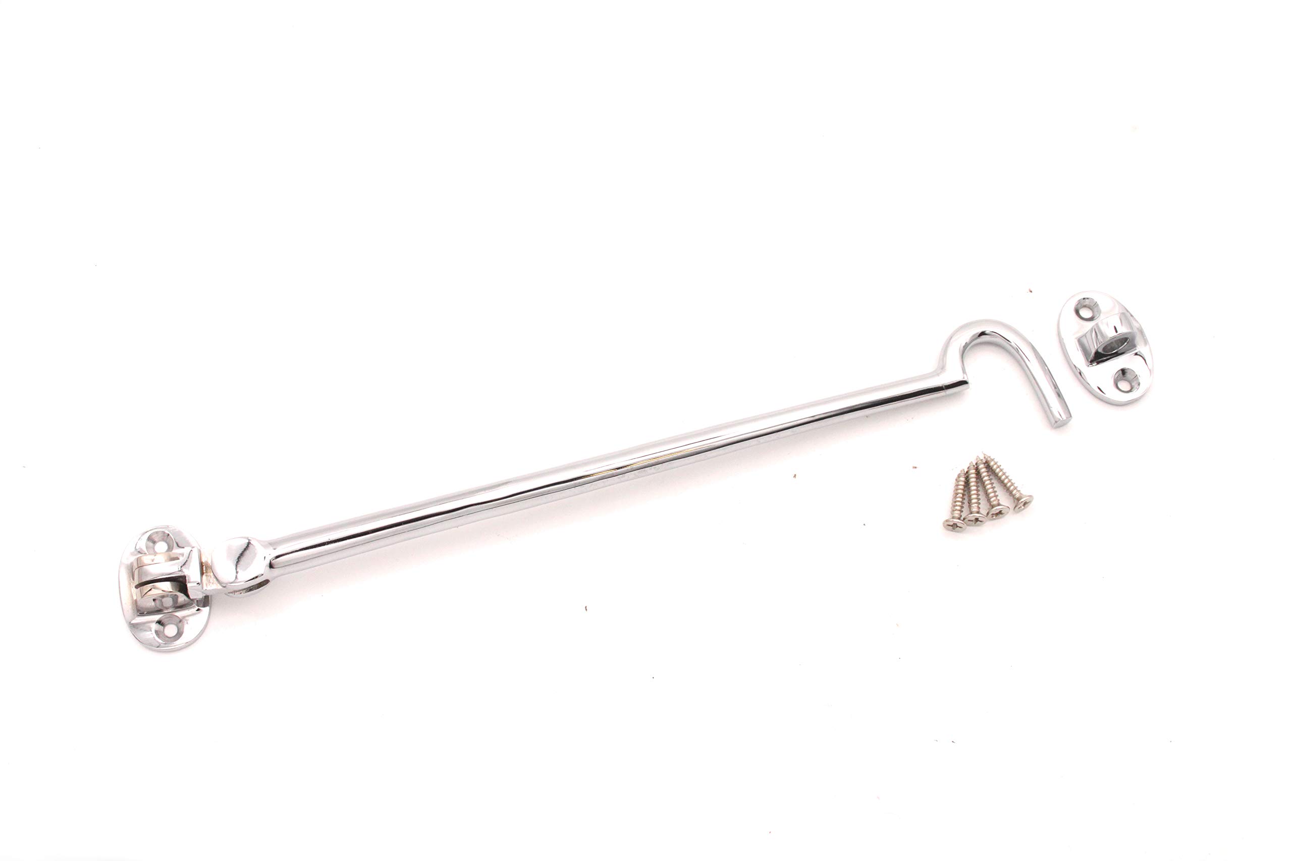 Heavy Duty Solid Polished Chrome Silent Cabin Hook and Eye 3"/4"/6"/8"/10"/12" (10'' - 250mm)