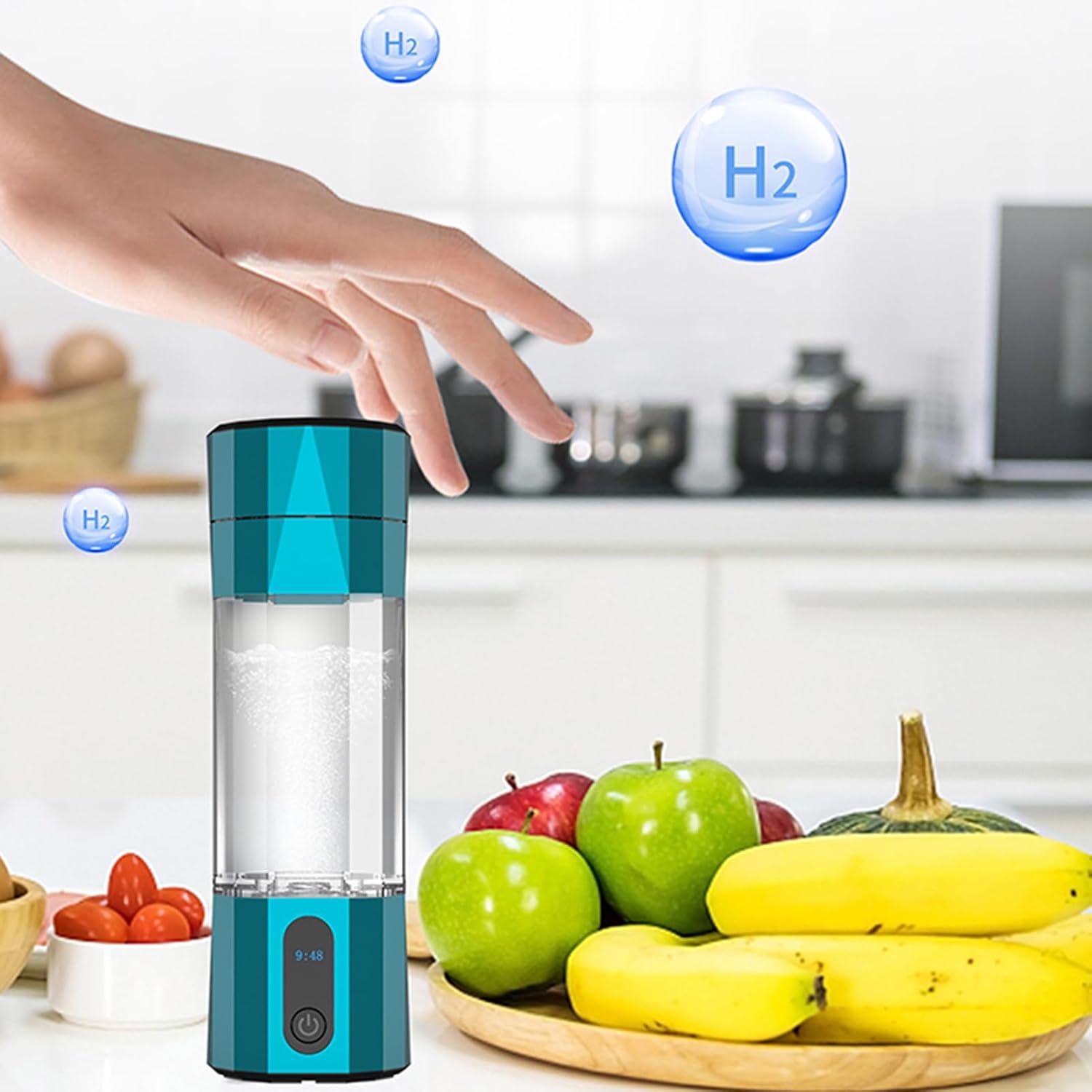 208ml Hydrogen Water Bottle PEM Electrolysis Hydrogen Generator 6000-8000 PPB LED Display Portable Rechargeable Hydrogen Water Bottle for Office,Home and Travel (Silver)