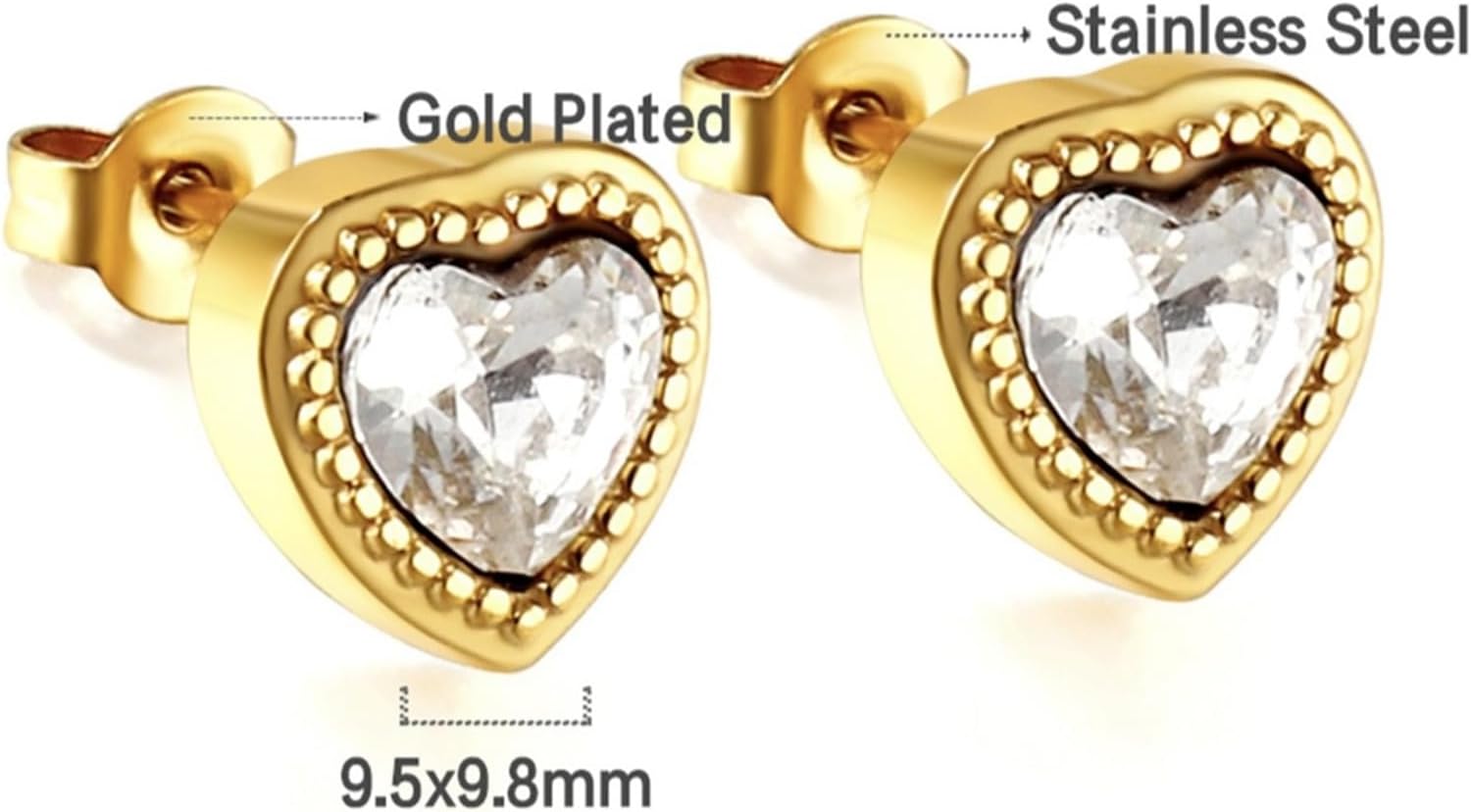 Heart Necklace and Earrings Set - Gold Plated Stainless Steel Zircon Jewelry Set with Gift Box - Elegant Women’s Jewelry for Birthday, Valentine’s, Christmas, Parties, and Daily Wear - Image 7