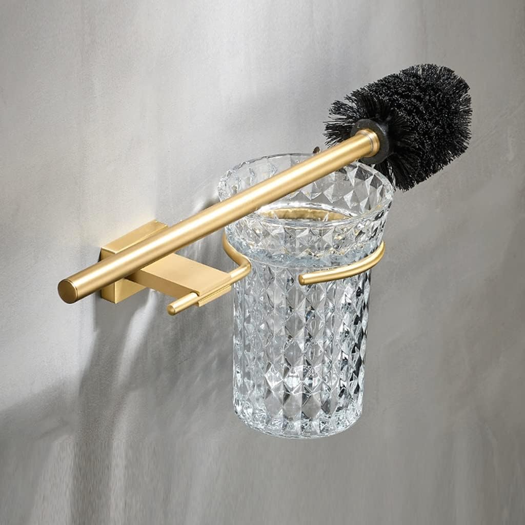 LSLYTQ Light Luxury All Copper Bathroom Hardware Set, Tissue Rack, Toilet Brush, Single Coat Hook, Towel Ring, Wall Mounted image 5