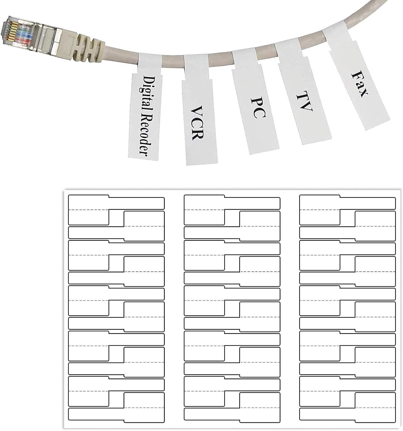 True-Ally 240 PCS Cable Labels, White Color Waterproof Cable Tags Wire Labels for Cable Management, Cord Labels Can Write On, Self Adhesive Wire Labels Easy Handwriting. Cable Organiser