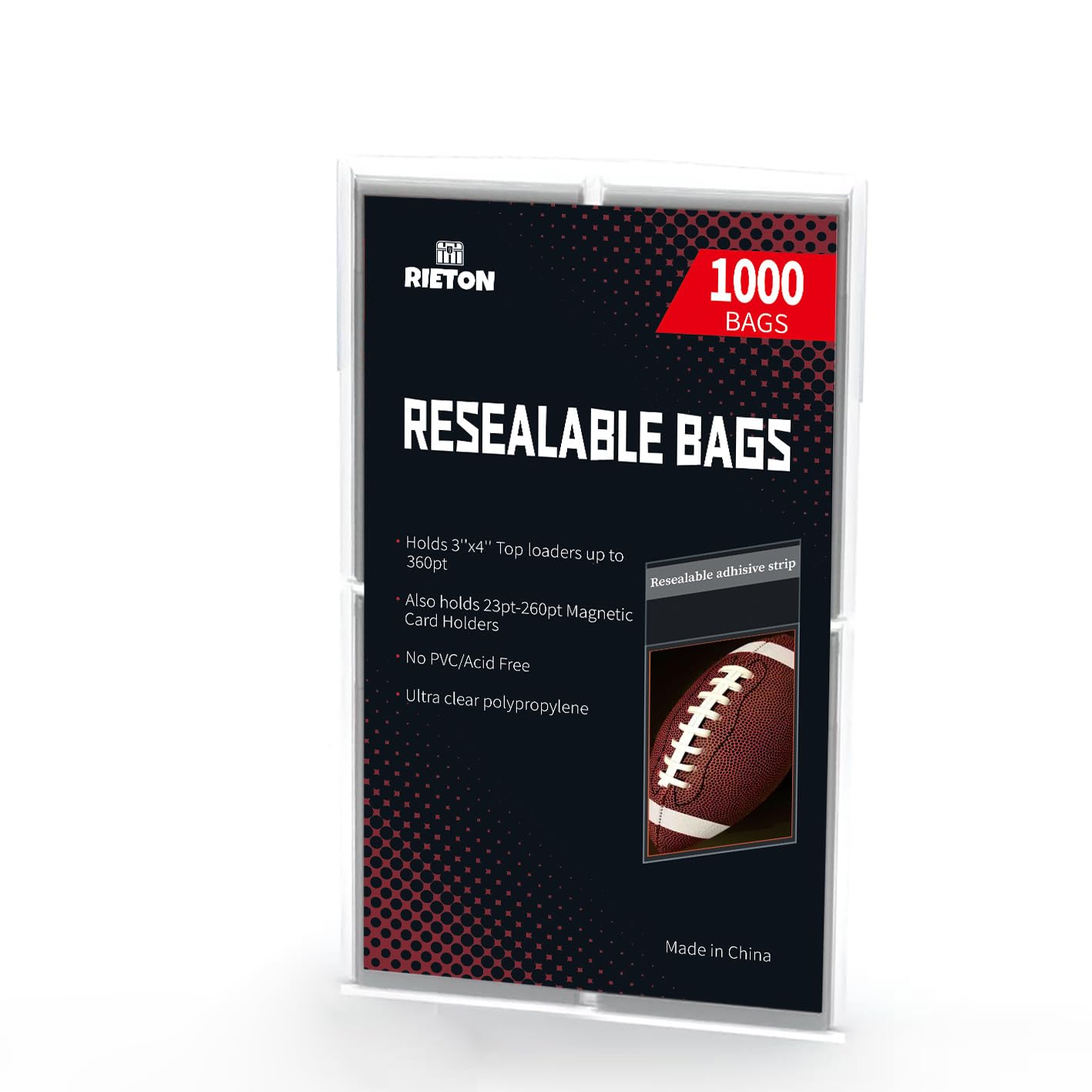 Rieton Resealable Team Set Bags - 1000 ct | Archival Quality Polypropylene Resealable Card Sleeves Compatible with Top loaders, Standard Cards and