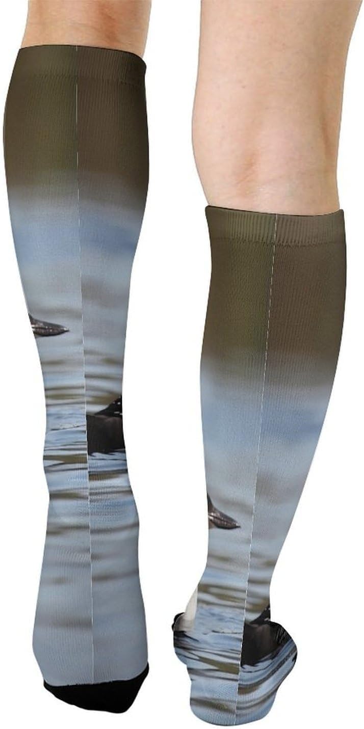 Knee High Socks Loon Birds Long Tube Boot Seamless Toe