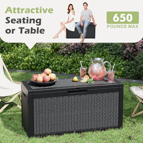 Image of NUNU LAB Outdoor Storage Box 60 Gallon,Package Delivery Box for Outside, Parcel Drop deck boxes waterproof, Lockable Lid Porch Storage Bin For Package Delivery,Patio,House, Curbside