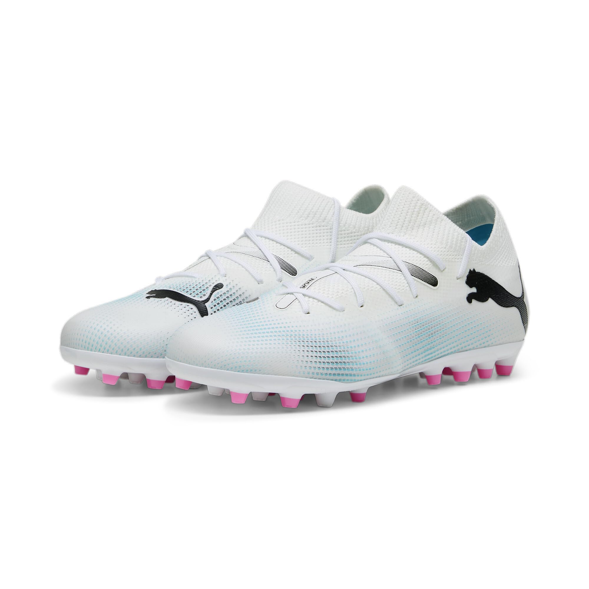 Puma Unisex Youth Future 7 Match Mg Jr Soccer Shoes, Puma White-Puma Black-Poison Pink, 10 UK