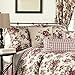 Waverly Norfolk Modern Farmhouse Floral 4-Piece Reversible Quilt Bedspread Set, Full/Queen, Tea Stain