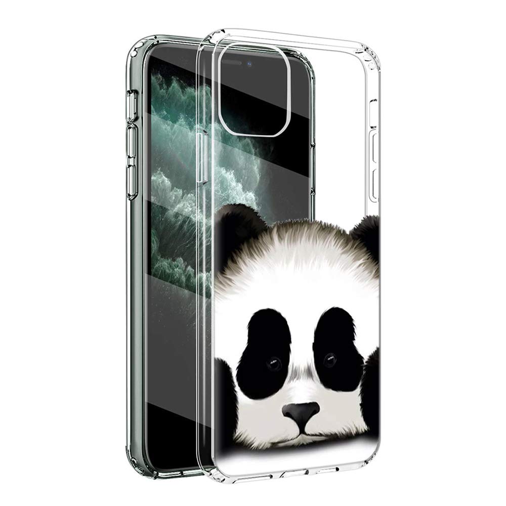 Zhuofan Plus iPhone 11 Pro Max Case, Crystal Clear Silicone Soft Transparent Tpu Gel with Design Print Pattern Anti Scratch Shockproof Protective Bumper Back Cover for Apple iPhone 11 Pro Max, Panda