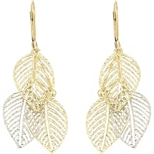 forme di Lucchetta For Women - Shiny Leaves Earrings or Necklace in Real Yellow and White Gold