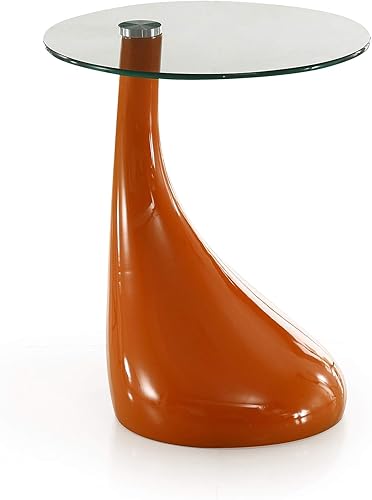 Lava Mid Century - Mesa auxiliar redonda de cristal para sala de estar, 19.7 pulgadas, color morado