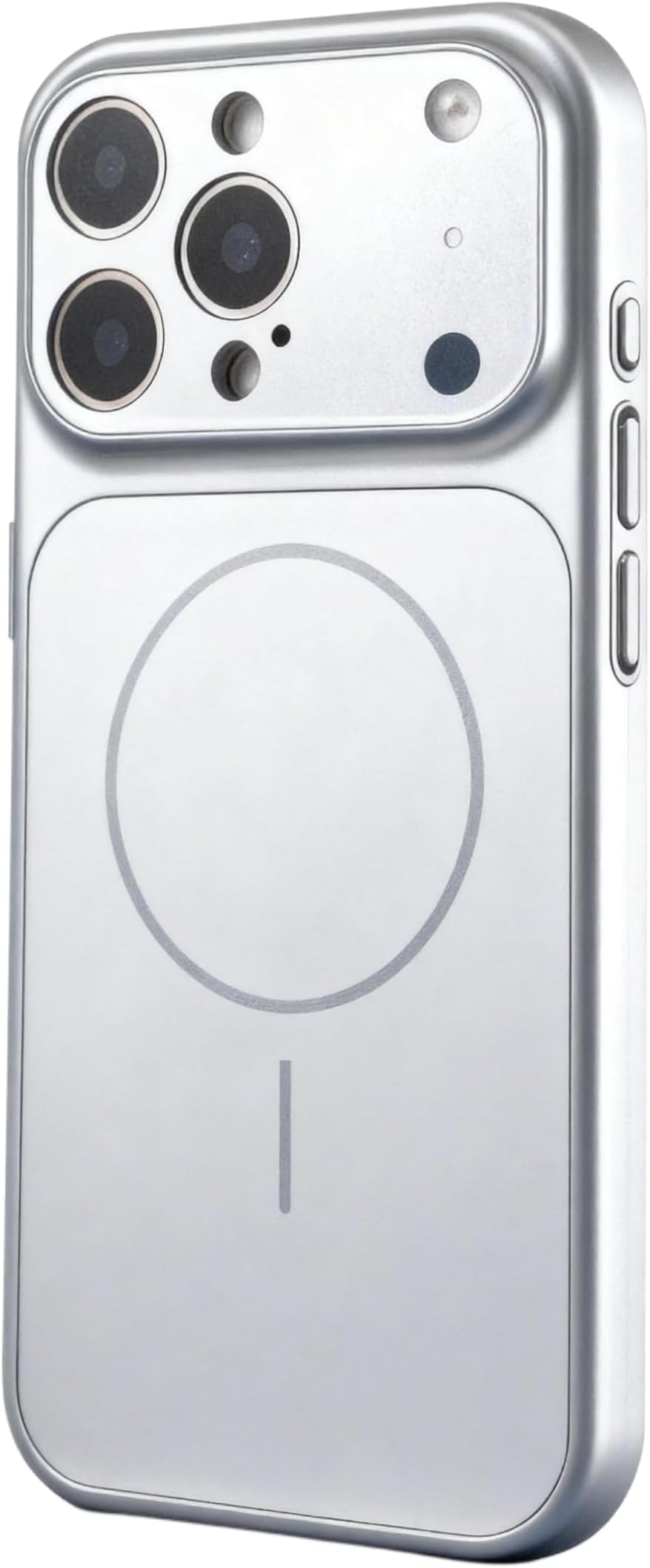 Designed Magnetic Series for iPhone 13 Pro Max Case,[Compatible with MagSafe][Tempered Glass Camera Lens Protection],Luxury Matte Military Grade Drop Protective Hard PC Shockproof Cover,Silver