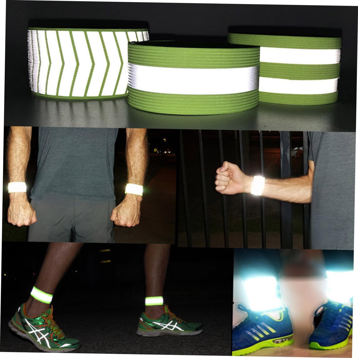 18stücke Reflektierende Fluoreszierende Armbänder Für Nachtaktivitäten Elastische Sicherheitsarmbänder Für Joggen Radfahren Und Wandern Grün