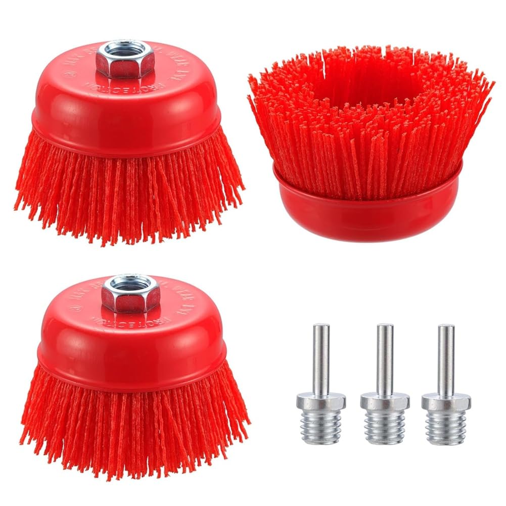 Jnchdghwa As Shown 4" Nylon Filament Brush 4 Inch Abrasive Nylon Bristle Cup Brushes Wire Wheel For Angle Grinder