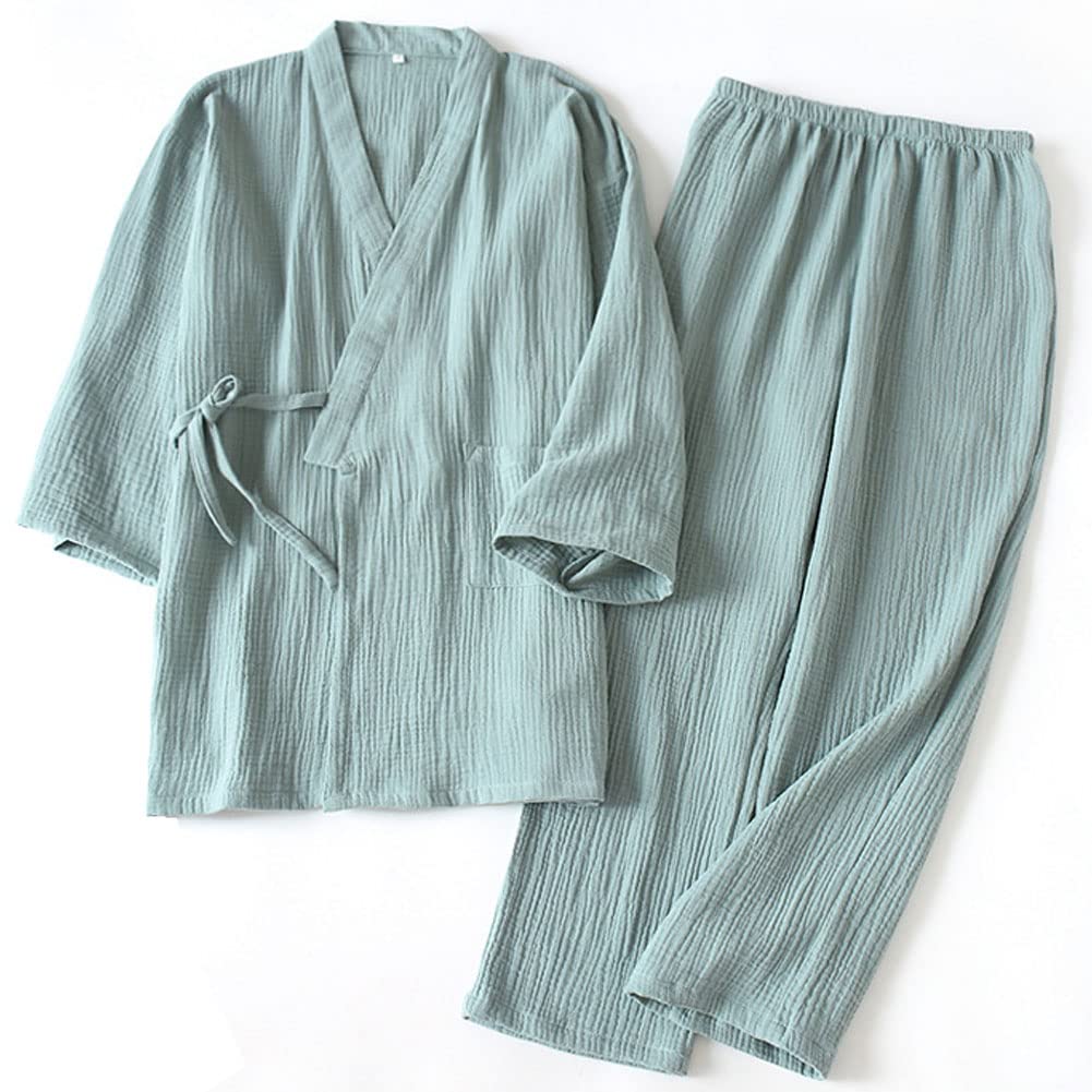Softable Cotton Crepe Pure Pyjamas Suit Womens Japanese Kimono Pyjamas