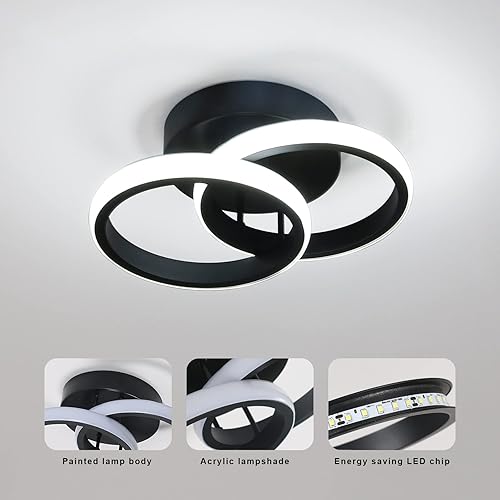 Vista 15 de DELIPOP Moderna lámpara LED de techo, 32 W 6500 K, luz de techo empotrada blanca fría para sala de estar, comedor, cocina, pasillo y dormitorio, 21