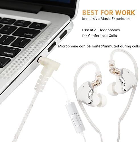 Miniatura 6 de Auriculares con cable de doble imán de alta resolución y alto volumen, auriculares de alta fidelidad con cable desmontable con gancho alrededor de