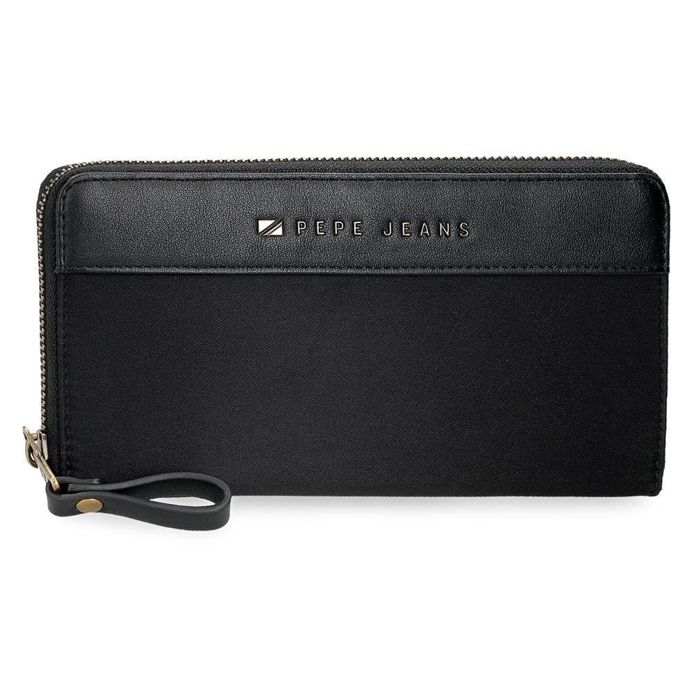 Pepe Jeans Morgan Geldbörse Aus Kunstleder | Schwarz & Beige | RFID-Schutz & 13 Kartenfächer