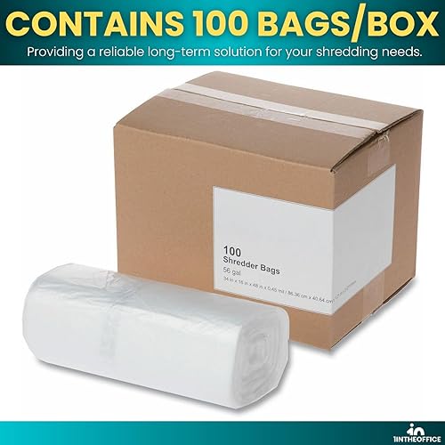 Miniatura 6 de 1InTheOffice Bolsas trituradoras de 56 a 60 galones, bolsas grandes para trituradoras, bolsas de papel para residuos de 50 galones, (100/caja)