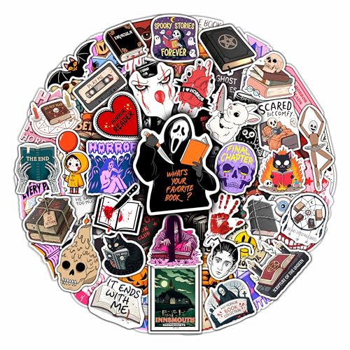 100Pcs Horror Book Stickers for Water Bottle Laptop - Thriller Book Stickers - Mystery Bookish Decals Dark Romance Decals - Gift for Women & Men