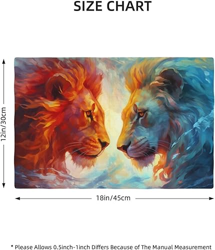 Miniatura 4 de IYOVI Fire and Ice - Juego de 4 manteles individuales con estampado de leones, de doble cara, resistentes al calor, manteles individuales lavables