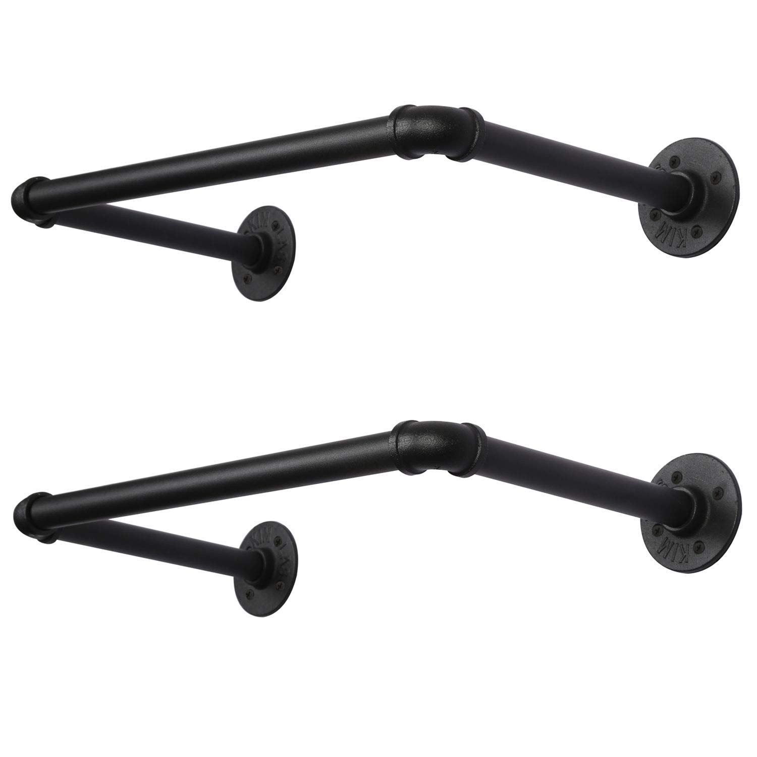 OROPY Industrial Pipe Clothes Rack 21.6ââ‚¬Â Set of 2, Heavy Duty Wall Mounted Black Iron Garment Bar, Multi-Purpose Clothing Hanging Rod for Laundry Room and Closet Storage