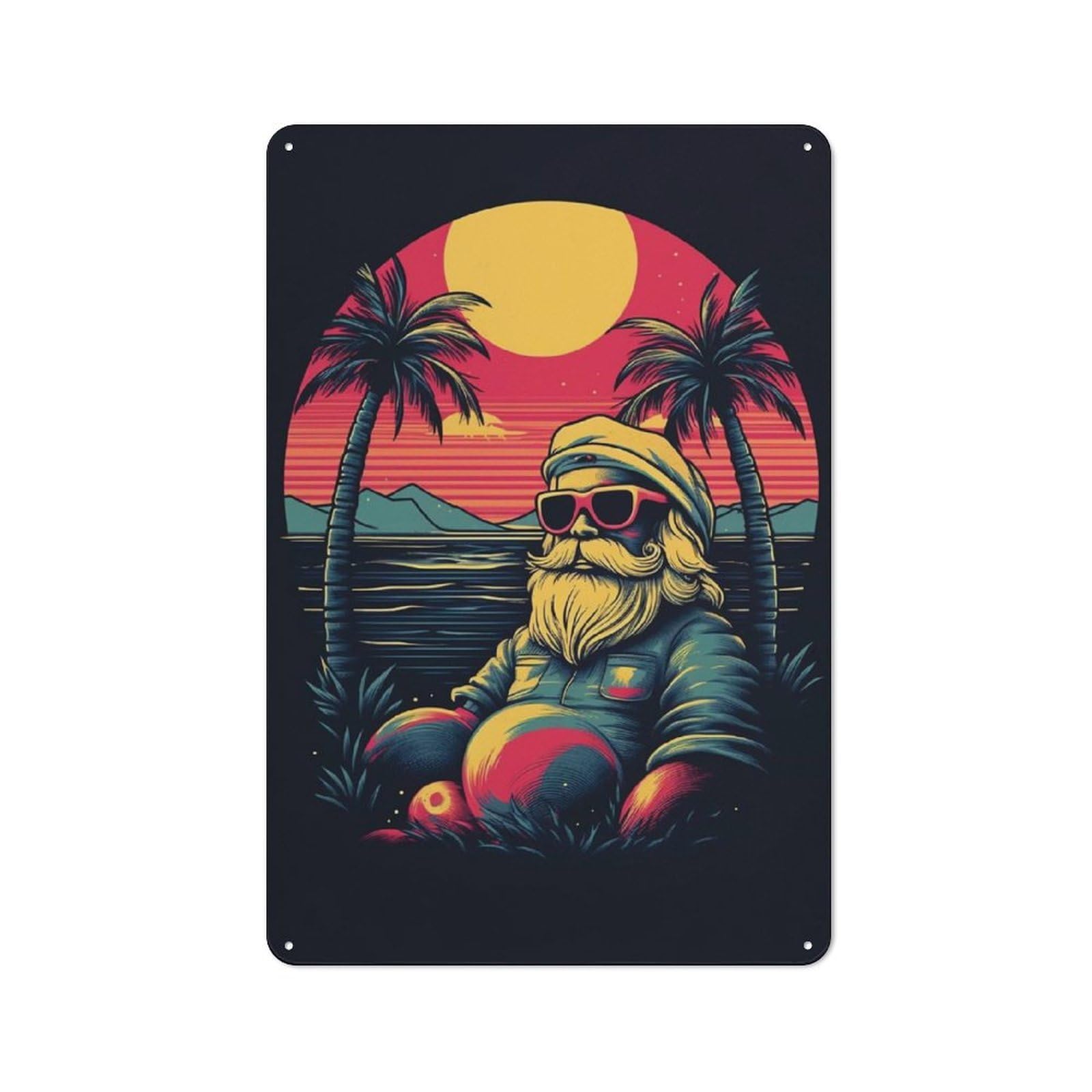 Junmoney Santaclaus Holiday Tin Wall Sign 30X20cm, Character Room Wall Plaque For Bedroom, Kitchen, Office Or Living Room