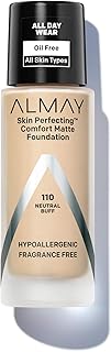 Almay Skin Perfecting Comfort Matte Foundation, Hypoallergenic, Cruelty Free, -Fragrance Free, Dermatologist Tested Liquid...