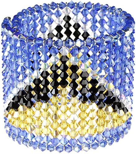 karen curtis Swarovski Crystal St. Lucia Flag Cuff Bracelet