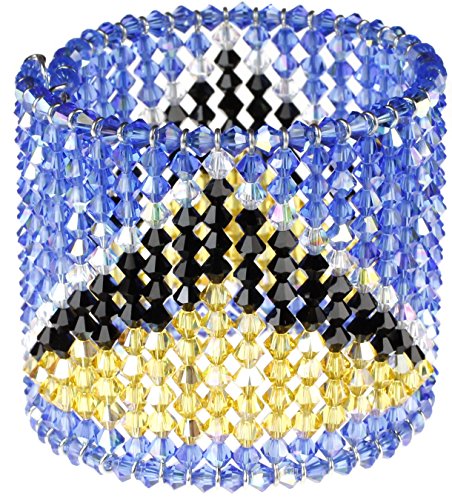 Karen Curtis Swarovski Crystal St. Lucia Flag Cuff Bracelet #TOP23