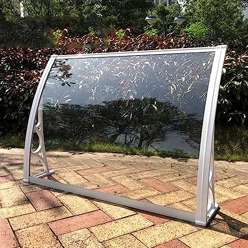 Toldo para puerta delantera de exterior, cubierta de policarbonato transparente con soporte blanco, autolimpieza, protección UV y nieve, perfecto para patios, terrazas, toldos, 120 x 240 cm
