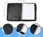 Laelr Zippered Portfolio 3 Ring Binder with 8 Pockes, Leather Business Padfolio with Zipper, A4 Document Binder Organizer for School Office