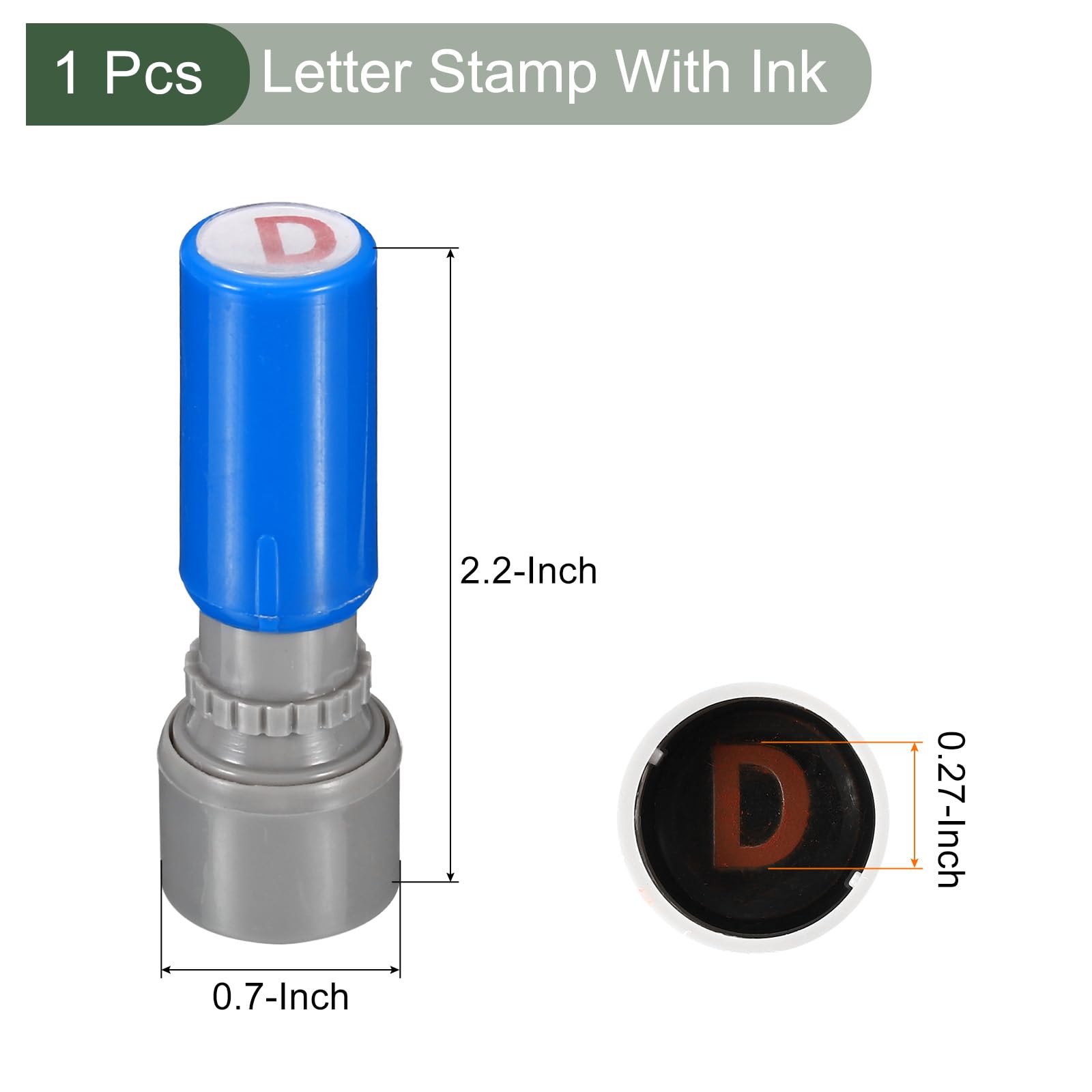 YOKIVE Letter Stamp, Alphabet Character Stamper with Ink Decorate Postcards, Great for Classroom Festivals (Blue, Letter D) - Image 2