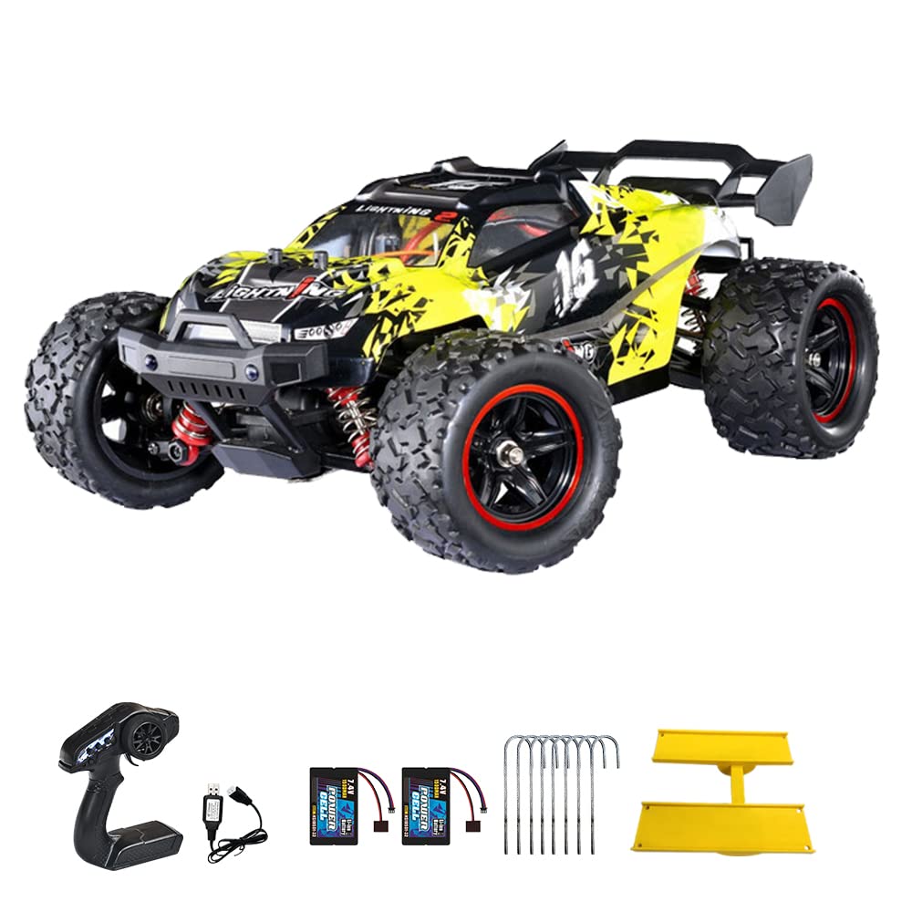 MESIXI 1/18 RC Car High Speed Around 60kmh 2.4Ghz 4WD Remote Control Brushless Fast Racing All Terrains Electric Hobby Toy 4x4 Offroad Truck with Two Rechargeable Batteries for Adult Boy and Kid