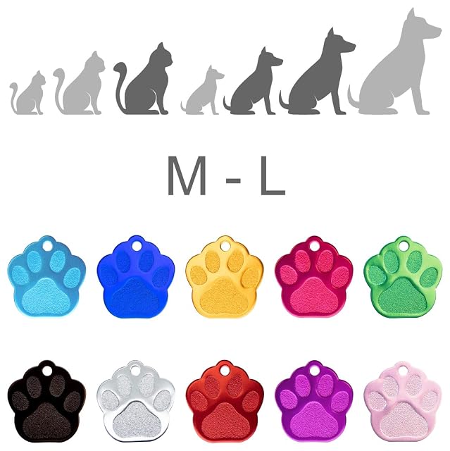 Foto 3 de 6 de Ibera Gifts - Chapa Perro Grabada en Forma de Pata, Placa Perro Personalizada para Perros y Gatos Medianos…
