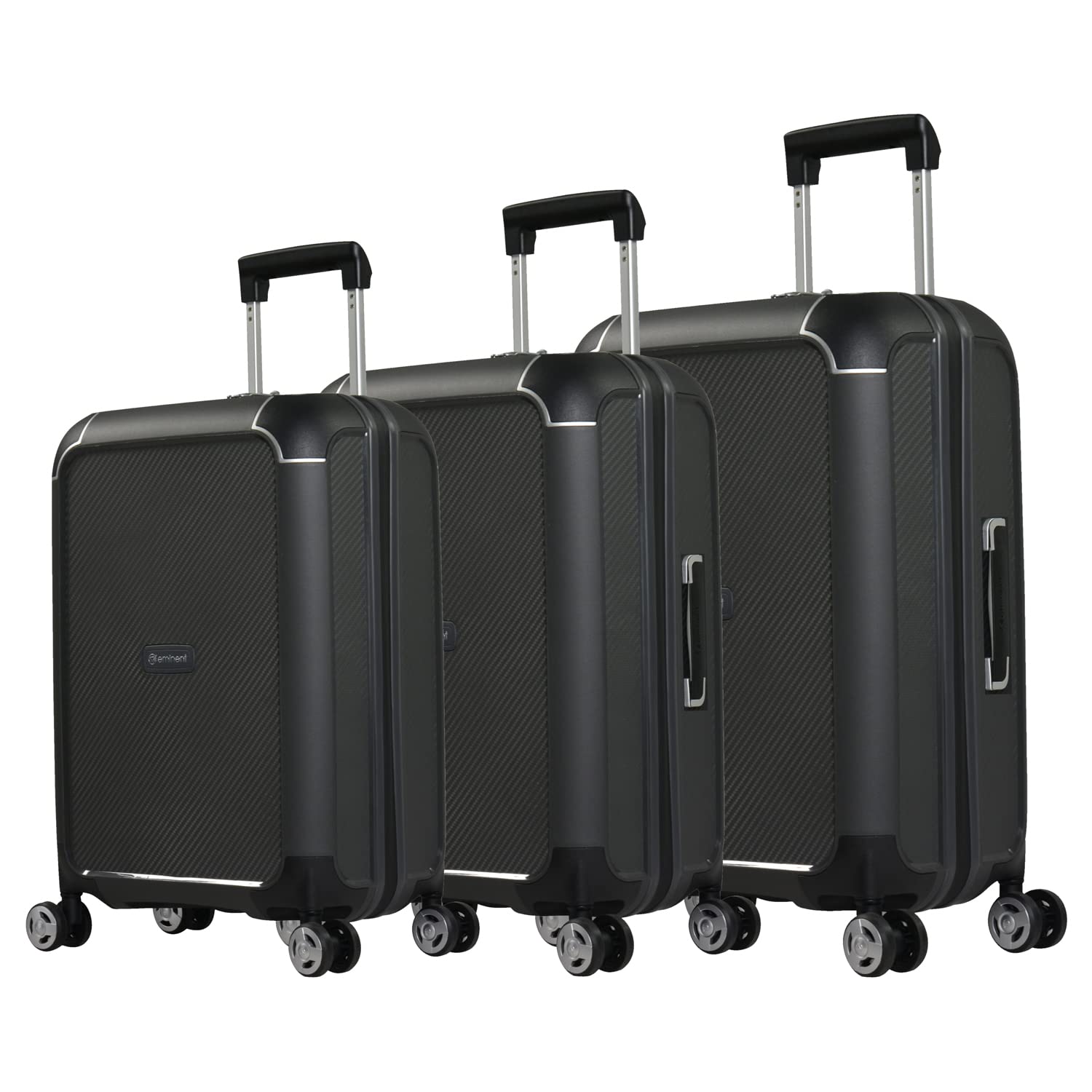 Hard Shell 3-Piece Suitcase Luggage Sets for Unisex – B0002 | Ultra Lightweight Polypropylene with 4 Double Inline Skate Wheels (Set of 3, Grey)